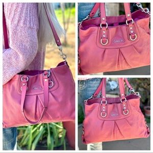 COACH “Ashley” F15513 Pebble Leather Shoulder Bag Removable Shoulder Strap